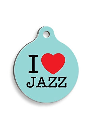 Açık Mavi Jazz Yuvarlak Kedi ve Köpek Künyesi Medium: 3 cm.