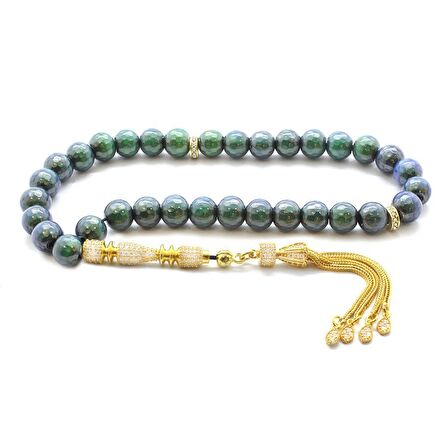 925 Ayar Gümüş Püsküllü Zirkon Taş İşlemeli His Taşı Tesbih