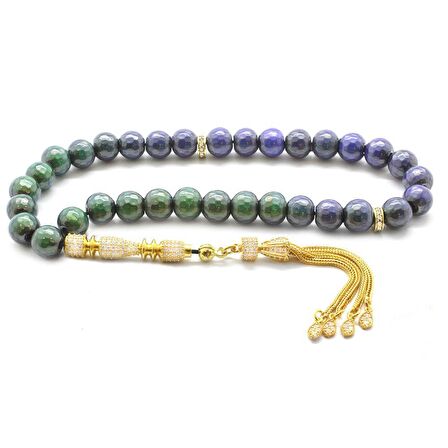 925 Ayar Gümüş Püsküllü Zirkon Taş İşlemeli His Taşı Tesbih