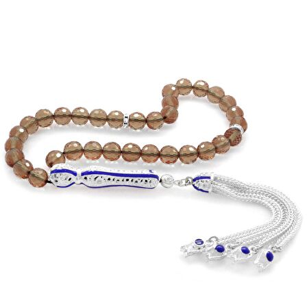 Alpaka Püsküllü Mavi Mineli Küre Kesim Sultanit Tesbih