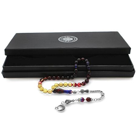 Kararmaz Metal Ayyıldız Püsküllü Küre Kesim Süzme Bonibon Ateş Kehribar Tesbih