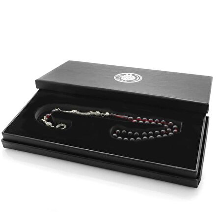 Kararmaz Metal Ayyıldız Püsküllü Küre Kesim Süzme Kırmızı-Siyah Ateş Kehribar Tesbih