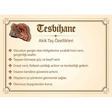 Kararmaz Metal Ayyıldız Püsküllü Küre Kesim Kırmızı-Siyah Akik Doğaltaş Tesbih