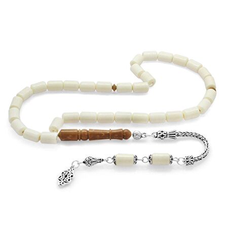 925 Ayar Gümüş Püsküllü Püsküllü Kesme Kesim Kuka İmameli Deve Kemiği Tesbih