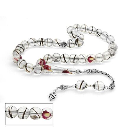 925 Ayar Gümüş Püsküllü Kişiye Özel Saç Teli İçerir Tesbih