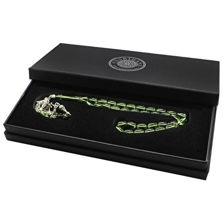 Kararmaz Metal Ayyıldız Püsküllü Arpa Kesim Su Yeşili Ateş Kehribar Tesbih