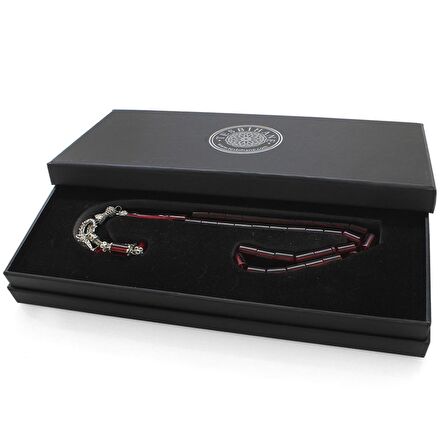 Kararmaz Metal Püsküllü Kesme Kesim Kırmızı Ateş Kehribar Tesbih