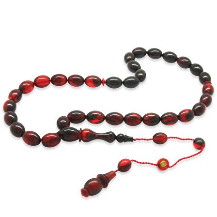 Sistemli Her Bir Tanesi Usta işçilikli Arpa Kesim Kırmızı Siyah Katalin Tesbih