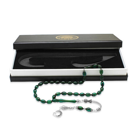 Ayyıldız Kararmaz Metal Püsküllü Arpa Kesim Turkuaz Ateş Kehribar Tesbih