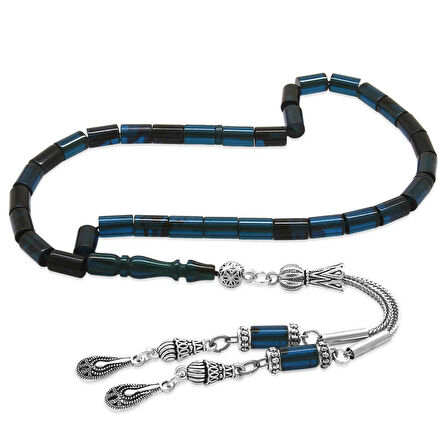 Kararmaz Metal 2 li Kamçı Püsküllü Kesme Kesim Bilek Boy Turkuaz Siyah Ateş Kehribar Tesbih