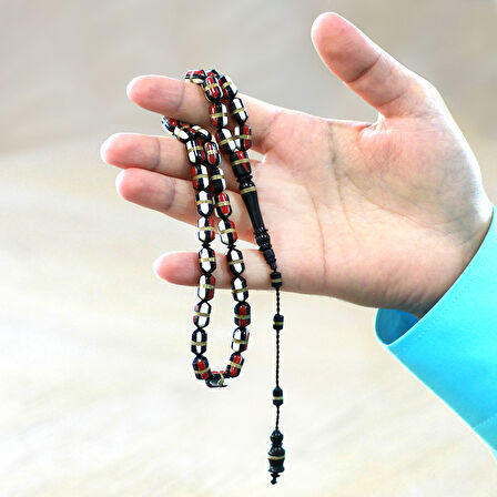 Sistemli Beyaz Kırmızı Mine Dolgulu Pirinç Sarmal Kapsül Kesim Kuka Tesbih