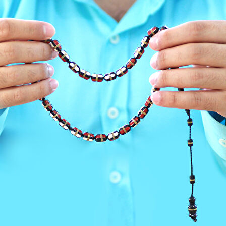 Sistemli Beyaz Kırmızı Mine Dolgulu Pirinç Sarmal Kapsül Kesim Kuka Tesbih