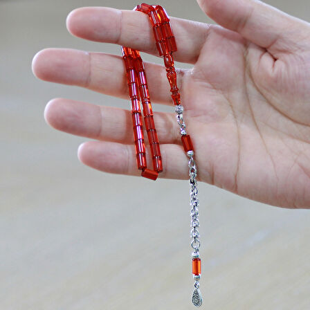 Kararmaz Metal Arnavut Püsküllü Kesme Kesim Bayrak Kırmızı Bilek Boy Ateş Kehribar Tesbih