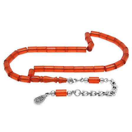 Kararmaz Metal Arnavut Püsküllü Kesme Kesim Bayrak Kırmızı Bilek Boy Ateş Kehribar Tesbih