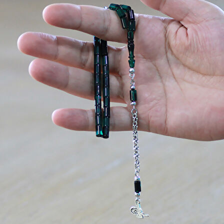 Kararmaz Metal Arnavut Zincir Püsküllü Kesme Kesim Yeşil Siyah Bilek Boy Ateş Kehribar Tesbih