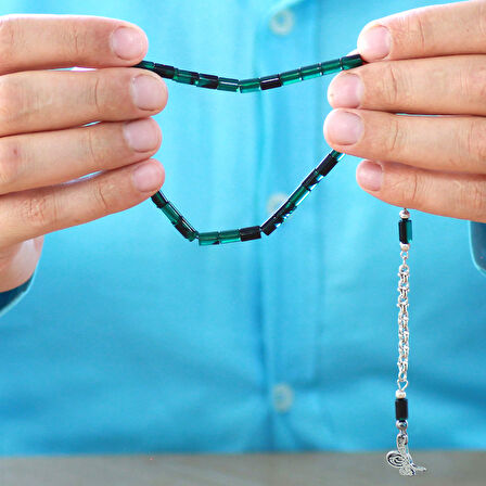 Kararmaz Metal Arnavut Zincir Püsküllü Kesme Kesim Yeşil Siyah Bilek Boy Ateş Kehribar Tesbih