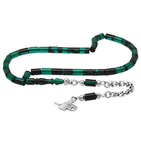 Kararmaz Metal Arnavut Zincir Püsküllü Kesme Kesim Yeşil Siyah Bilek Boy Ateş Kehribar Tesbih