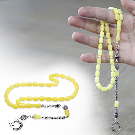 Kararmaz Metal Kafes Zincir Püsküllü Kapsül Kesim Sarı Beyaz Hareli Beyrut Kehribar Tesbih