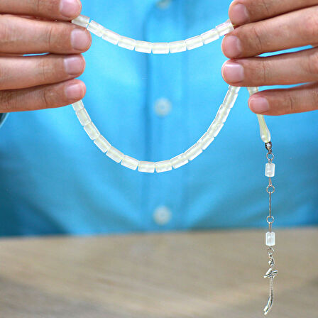 Kararmaz Metal Zülfikar Püsküllü Kesme Kesim Şeffaf Renk Kedigözü Tesbih