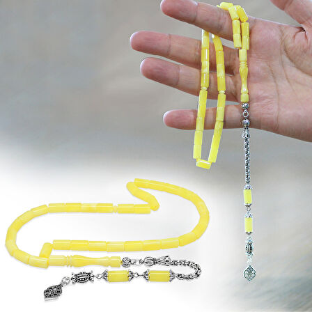 Kararmaz Metal Arnavut Zincir Püsküllü Kesme Kesim Sarı Beyaz Hareli Beyrut Kehribar Tesbih