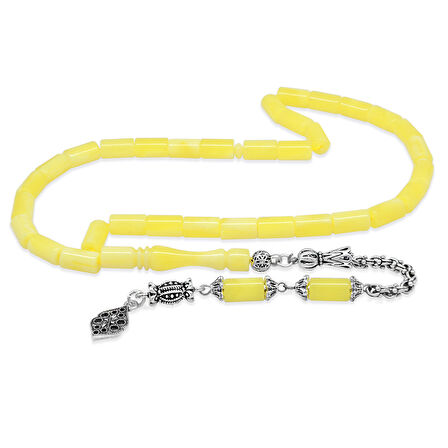 Kararmaz Metal Arnavut Zincir Püsküllü Kesme Kesim Sarı Beyaz Hareli Beyrut Kehribar Tesbih