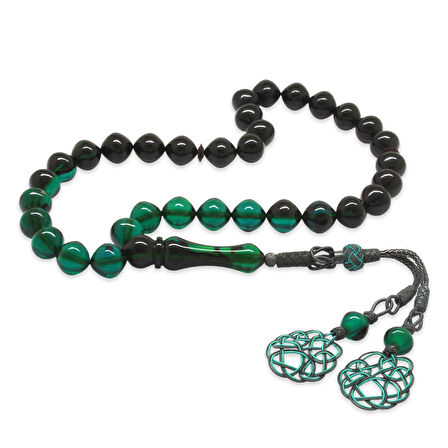 1000 Ayar Gümüş Özel Kazaz Püsküllü İstanbul Kesim Süzme Turkuaz Siyah Ateş Kehribar Tesbih