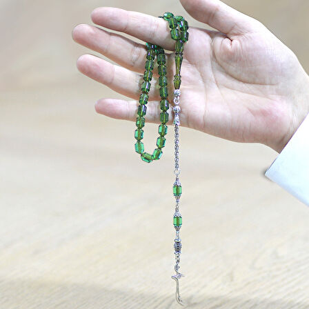 Kararmaz Metal Arnavut Püsküllü Uçlu Kapsül Kesim Su Yeşili Ateş Kehribar Tesbih