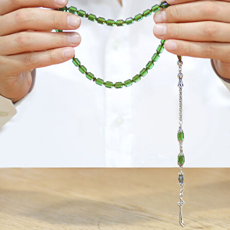 Kararmaz Metal Arnavut Püsküllü Uçlu Kapsül Kesim Su Yeşili Ateş Kehribar Tesbih