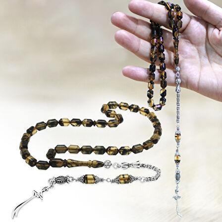 Kararmaz Metal Arnavut Püsküllü Uçlu Kapsül Kesim Siyah Beyaz Ateş Kehribar Tesbih