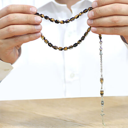 Kararmaz Metal Arnavut Püsküllü Uçlu Kapsül Kesim Siyah Beyaz Ateş Kehribar Tesbih