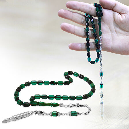 Kararmaz Metal Arnavut Püsküllü Uçlu Kapsül Kesim Turkuaz Siyah Ateş Kehribar Tesbih