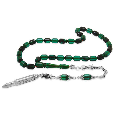 Kararmaz Metal Arnavut Püsküllü Uçlu Kapsül Kesim Turkuaz Siyah Ateş Kehribar Tesbih