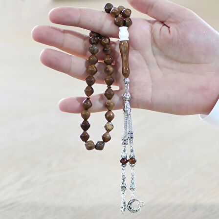 Kararmaz Metal Ayyıldız Püsküllü İstanbul Kesim Deve Kemiği Detaylı Kuka Tesbih