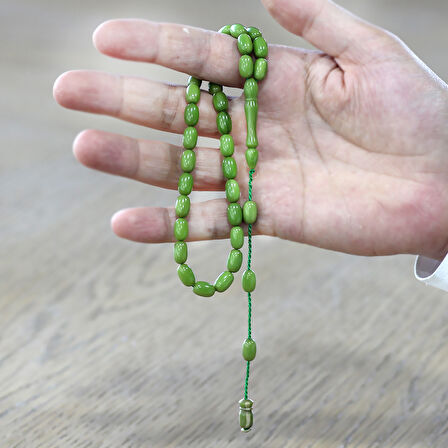 Sistemli Özel Kesim Orman Yeşili Sıkma Kehribar Tesbih