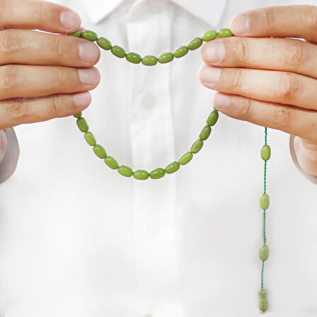 Sistemli Özel Kesim Orman Yeşili Sıkma Kehribar Tesbih