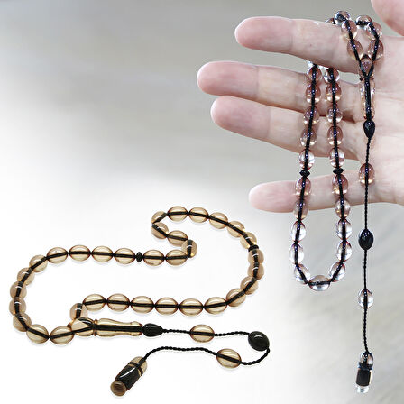 Sistemli Arpa Kesim Şeffaf Ateş Kehribar Tesbih