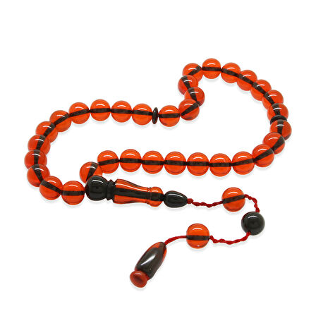 Sistemli Küre Kesim Kırmızı Ateş Kehribar Tesbih