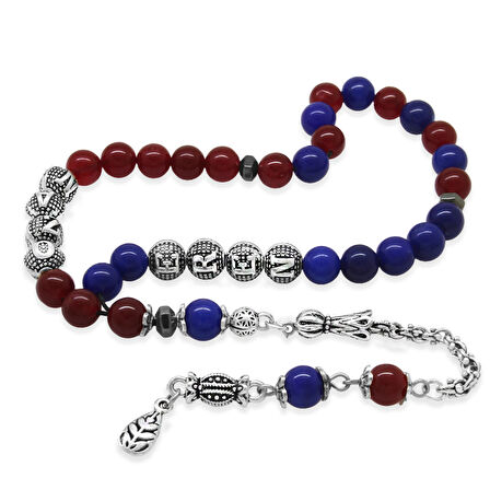 Kararmaz Metal Arnavut Zincir Püsküllü Küre Kesim Kişiye Özel İsim Yazılı Bordo Mavi Jade Doğaltaş Taraftar Tesbih