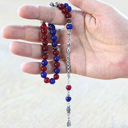 Kararmaz Metal Arnavut Zincir Püsküllü Küre Kesim Kişiye Özel İsim Yazılı Bordo Mavi Jade Doğaltaş Taraftar Tesbih