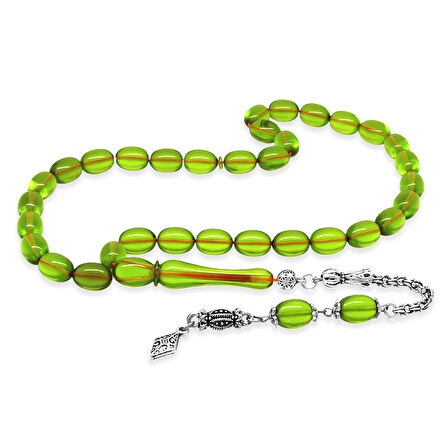 Kararmaz Metal Arnavut Zincir Püsküllü Sülün İmame Beyzi Kesim Yeşil Katalin Tesbih