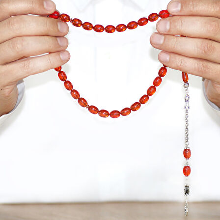 Kararmaz Metal Arnavut Zincir Püsküllü Sülün İmame Beyzi Kesim Kırmızı Katalin Tesbih