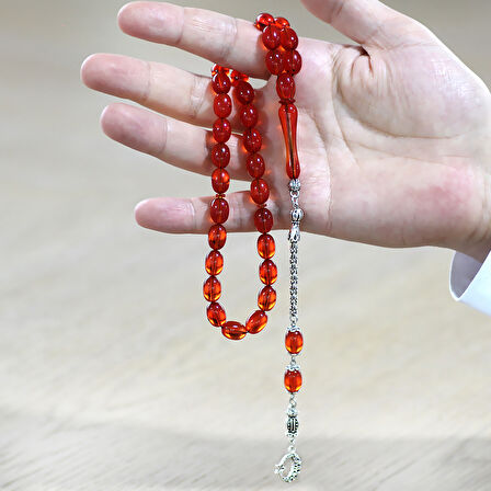 Kararmaz Metal Arnavut Zincir Püsküllü Sülün İmame Beyzi Kesim Kırmızı Katalin Tesbih