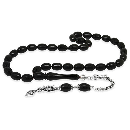Kararmaz Metal Arnavut Zincir Püsküllü Sülün İmame Beyzi Kesim Siyah Katalin Tesbih