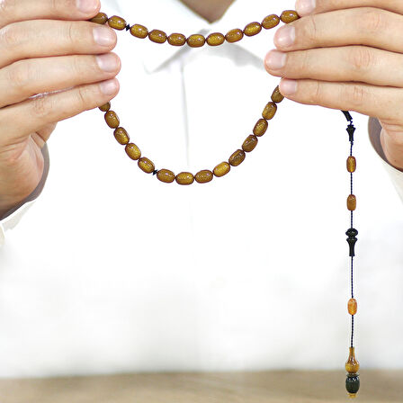 Sistemli Her Bir Tanesi ve İmamesi Usta işçilikli Kapsül Kesim Sedefli Kahverengi Siyah Katalin Tesbih