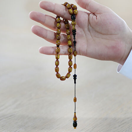 Sistemli Her Bir Tanesi ve İmamesi Usta işçilikli Kapsül Kesim Sedefli Kahverengi Siyah Katalin Tesbih