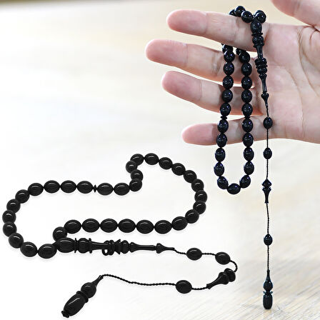 Sistemli Her Bir Tanesi Usta işçilikli Halka İmameli Beyzi Kesim Sedefli Siyah Katalin Tesbih