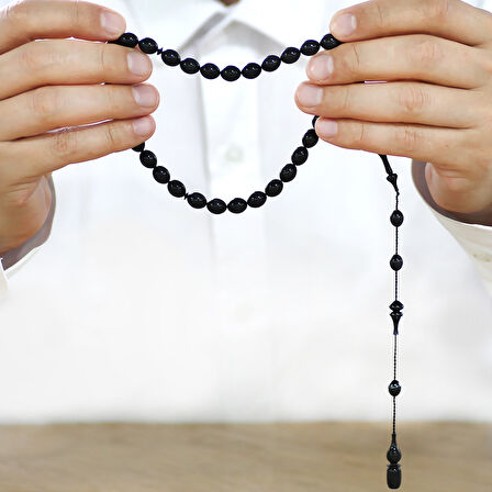 Sistemli Her Bir Tanesi Usta işçilikli Halka İmameli Beyzi Kesim Sedefli Siyah Katalin Tesbih