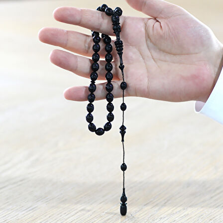 Sistemli Her Bir Tanesi Usta işçilikli Halka İmameli Beyzi Kesim Sedefli Siyah Katalin Tesbih