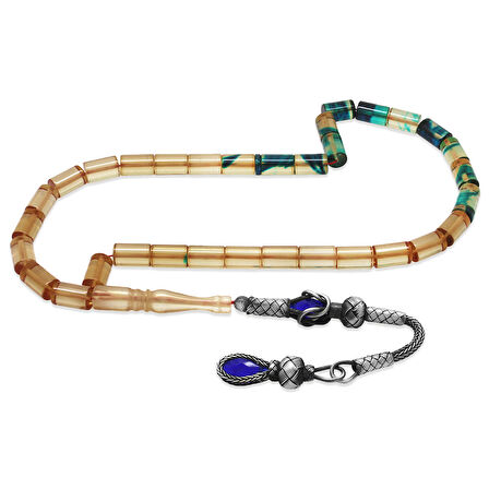 1000 Ayar Gümüş Kazaz Püsküllü Kesme Kesim Süzme Şeffaf Mavi Beyaz Ateş Kehribar Tesbih