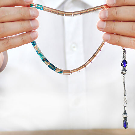 1000 Ayar Gümüş Kazaz Püsküllü Kesme Kesim Süzme Şeffaf Mavi Beyaz Ateş Kehribar Tesbih